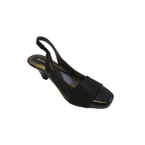 Naturalizer Black 'QUESTION' Leather and Canvas Slingback Pumps - Picture 1 of 9